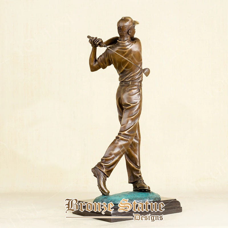 22in | 58cm | bronze male golfer statue bronze man playing golf sculpture bronze casting statuette figurine office decor home ornament