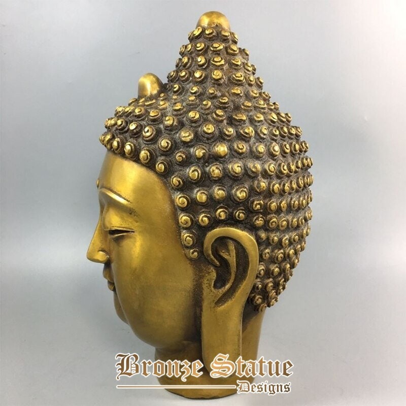 Bronze buddha head statue chinese tibetan buddhism bronze gilt shakyamuni sakyamuni buddha head sculpture art crafts ornament