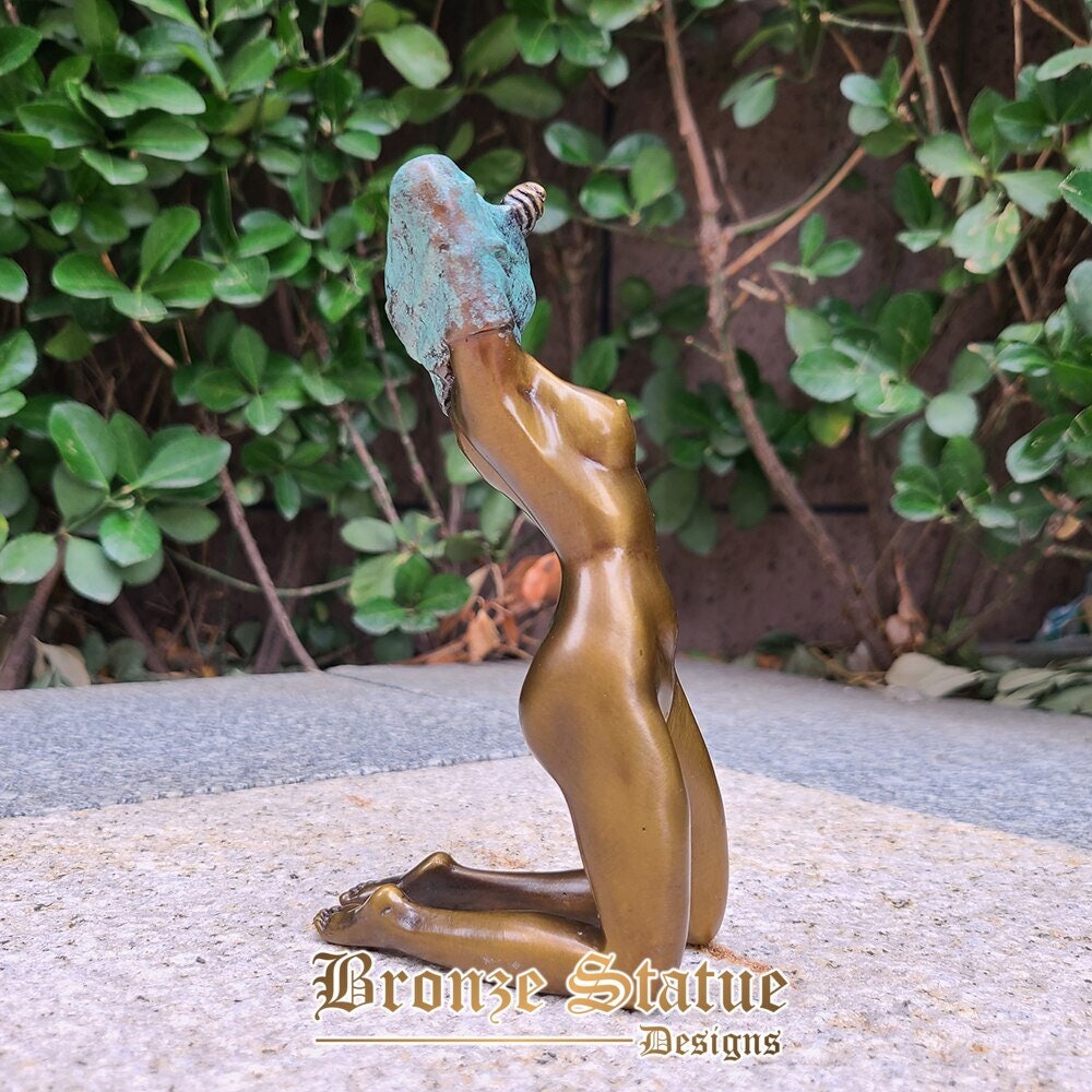 Modern art bronze hot sexy girl statue bronze kneeled nude female sculpture abstract female figurine home hotel decor crafts