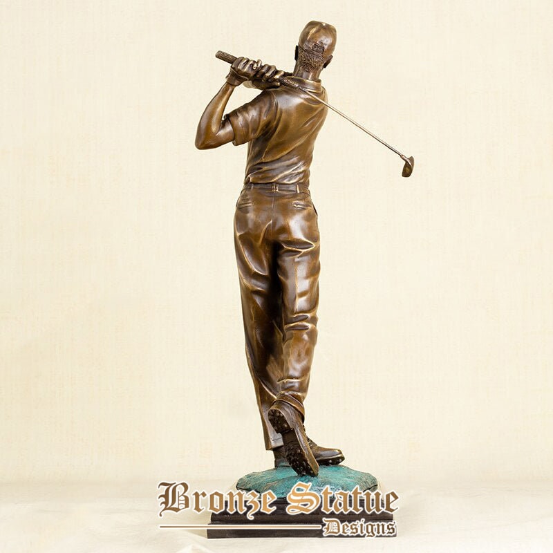 22in | 58cm | bronze male golfer statue bronze man playing golf sculpture bronze casting statuette figurine office decor home ornament