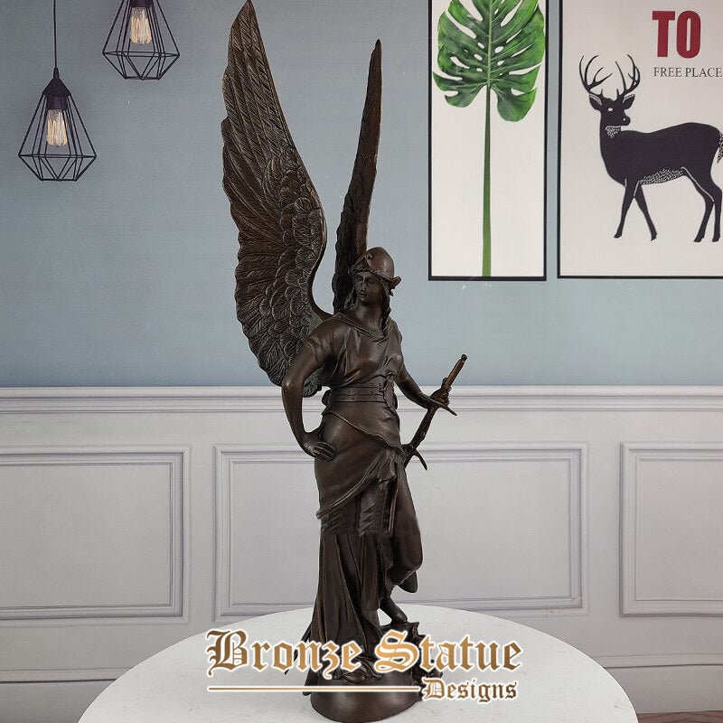 30in | 76cm | bronze greek goddess of athena sculpture warrior statue classic art bronze angel statue for home decor ornament crafts