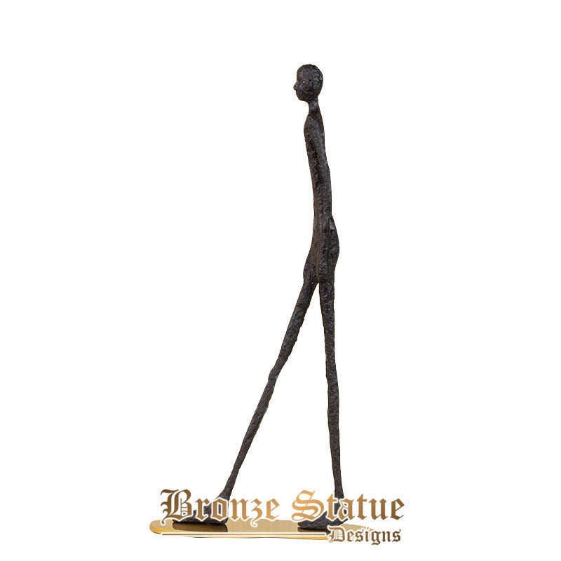 Escultura de homem andante de 44 cm giacometti estátua de homem em pé de metal antigo para decoração de casa famosa coleção de artesanato