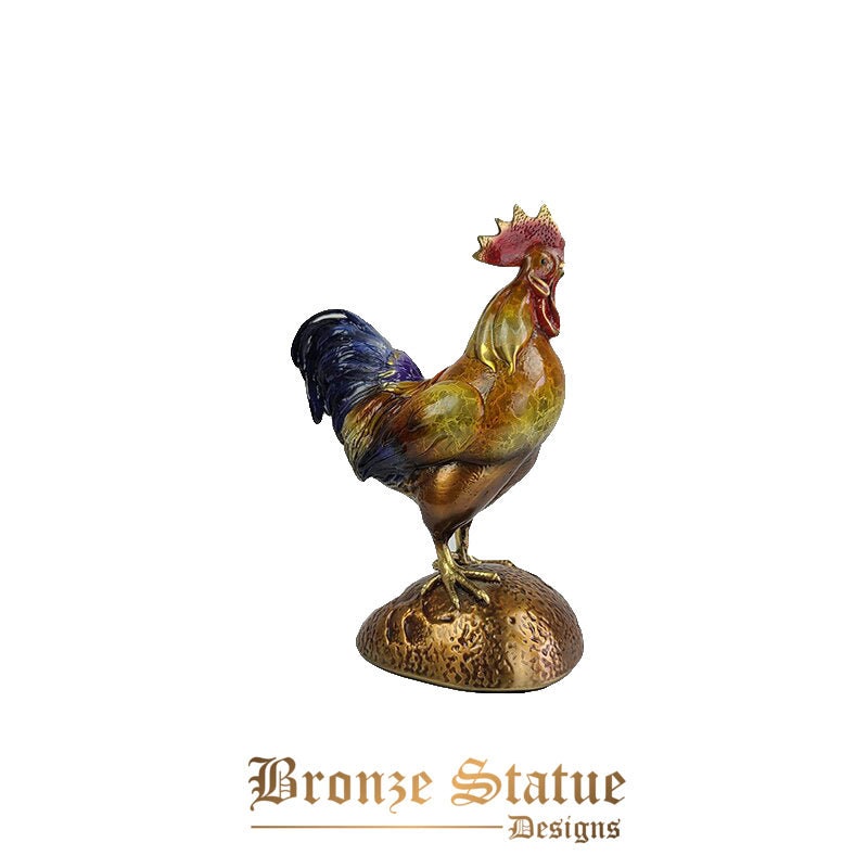 Painted rooster statue animal figurine bronze chickens...