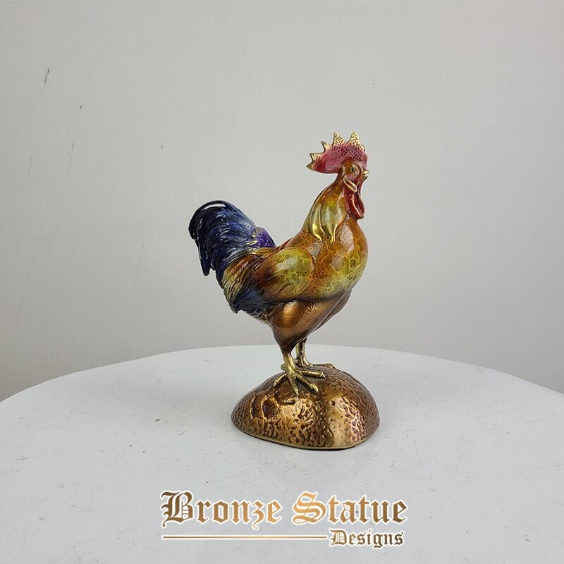 Painted rooster statue animal figurine bronze chickens...