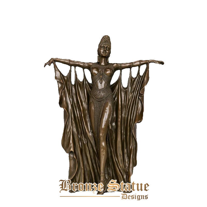 Grande escultura de estátua de bronze de dança de mulher clássica arte base de mármore decoração elegante para escritório em casa