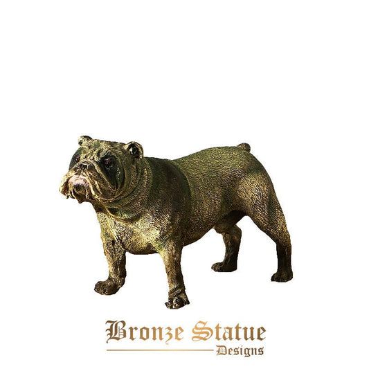 Bulldog statua animale domestico cane animale scultura in ottone a colori moderna piccola figurina opera d'arte arredamento da tavola per ufficio a casa