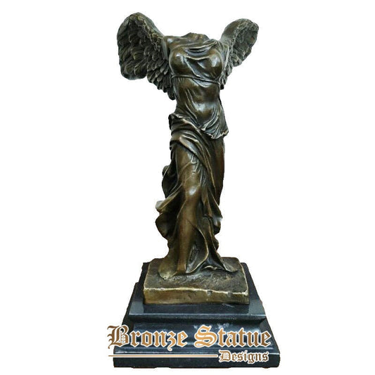 Große griechische geflügelte Siegesgöttin Statue Skulptur Replik Bronze berühmte antike Sammlerfigur Kunst Wohnkultur