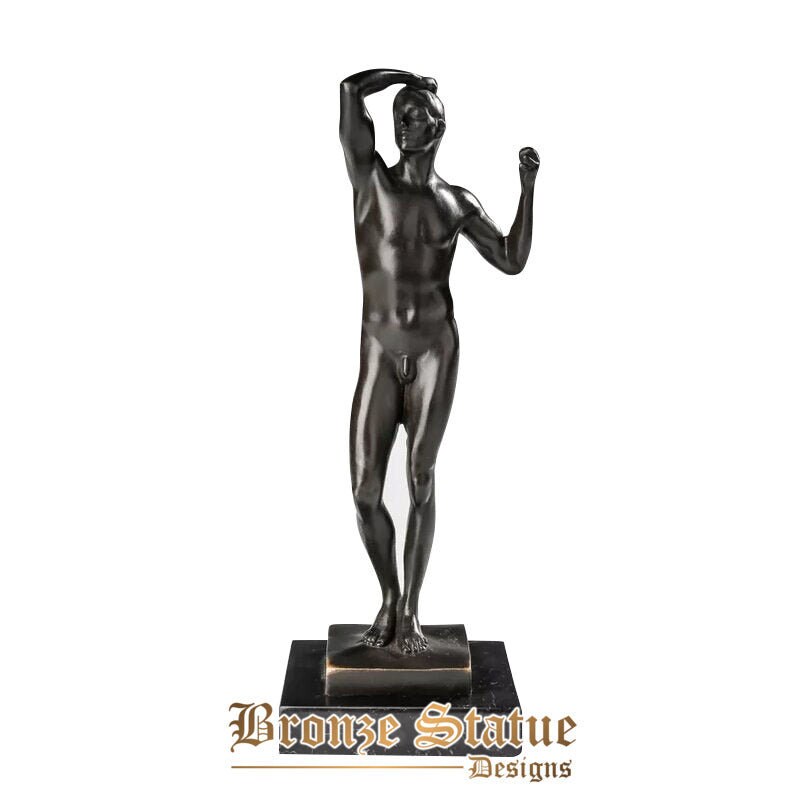 Medium bronze rodin's the age of bronze statue sculpture famous nude man collectible figurine art office dcor