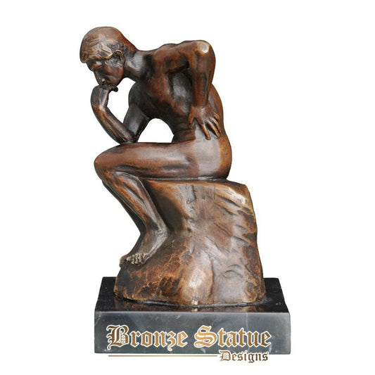 Small base the thinker statue sculpture by rodin bronze replica classic famous nude thinking man figurine art home decor small