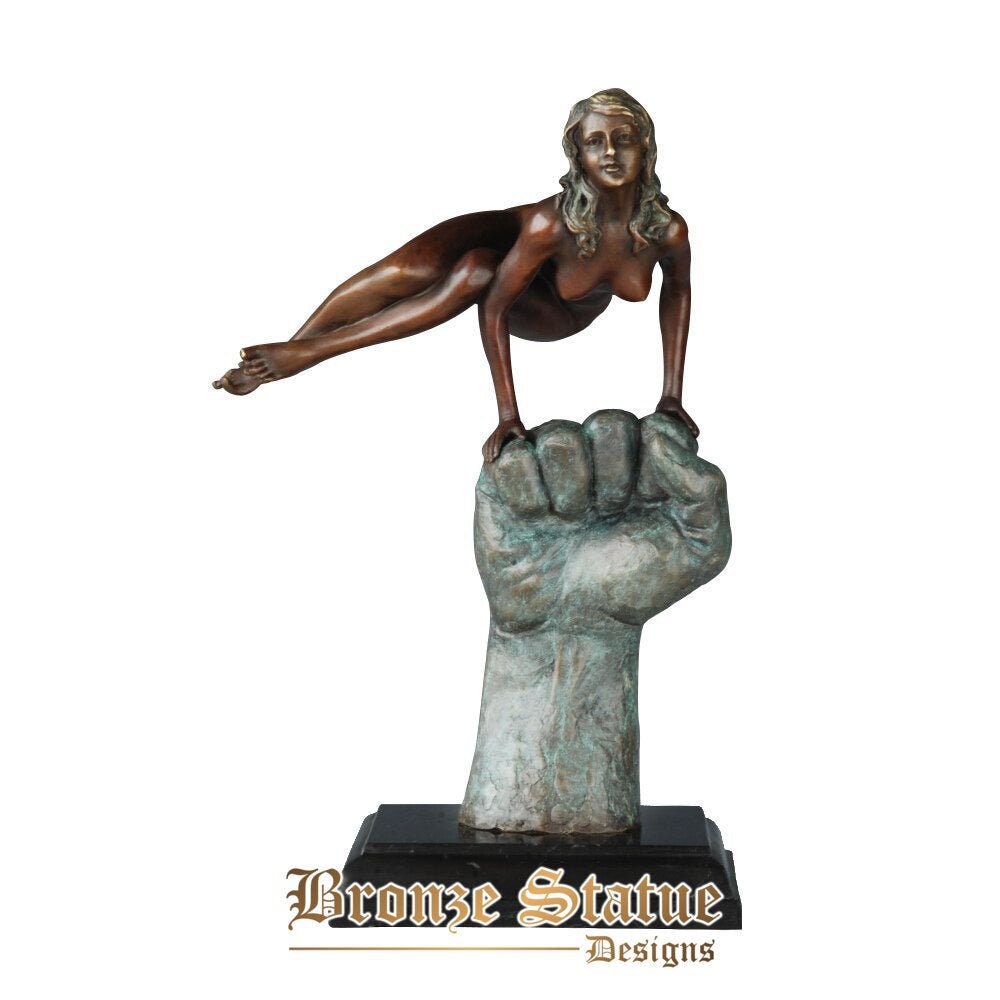 Sexy nude girl bronze statue sculpture modern erotic woman art marble base perfect naked female decoration collection