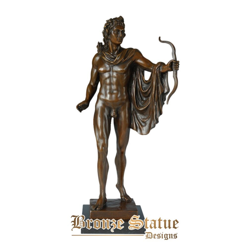 Large apollo bronze statue figurine greek mythology light, music and prediction god sculpture statuette art living room decor