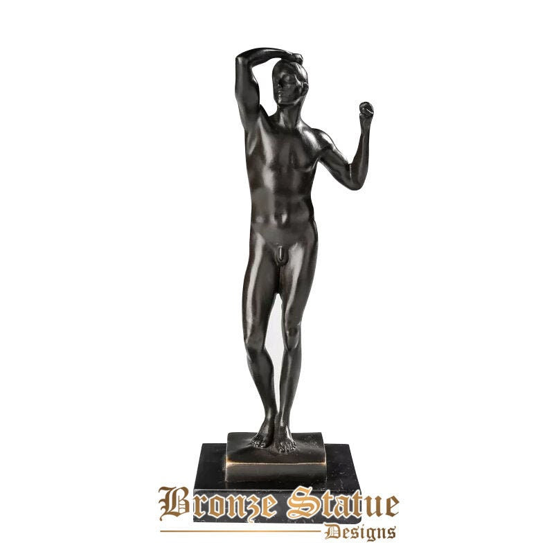 Small bronze rodin's the age of bronze statue sculpture famous nude man collectible figurine art office dcor
