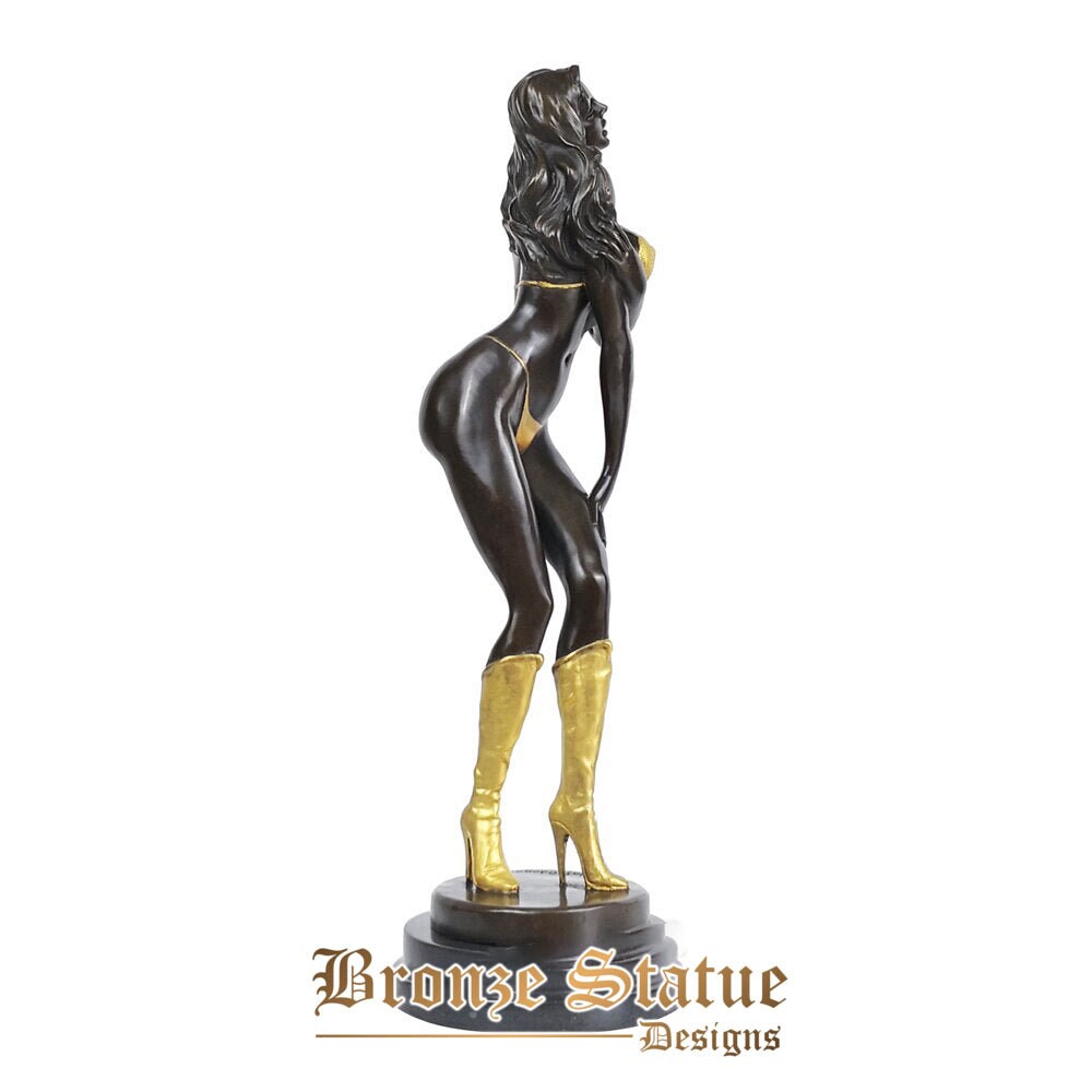 Western big breast female statue modern sexy hot woman bronze sculpture girl figurine art decoration