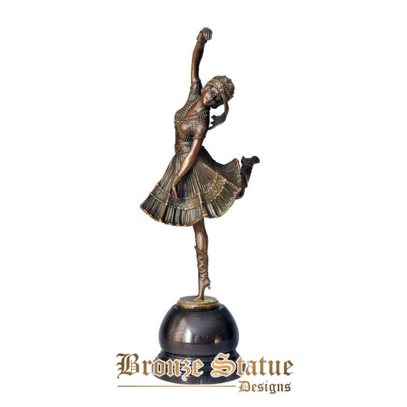 Modern girl skirt dance bronze statue sculpture female dancer figurine art girl room decor and gift large