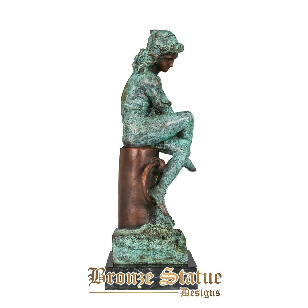 Teen columbus statue figurine bronze antique artwork italian famous navigator boy sculpture collectible study room decor present