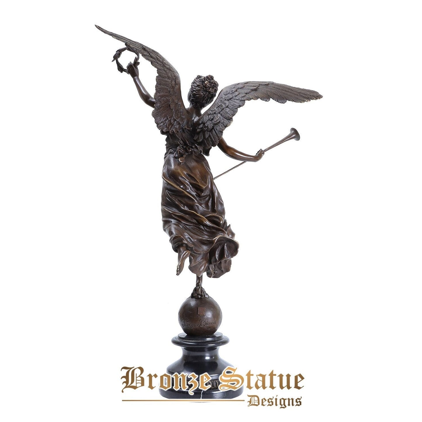 Large greek victory goddess bronze statue sculpture western antique art classy home decoration