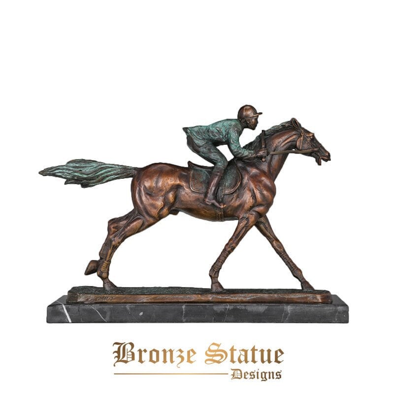 Estátua de cavaleiro de cavalo escultura de cavaleiro de bronze fundido a quente estatueta moderna arte decoração de escritório em casa