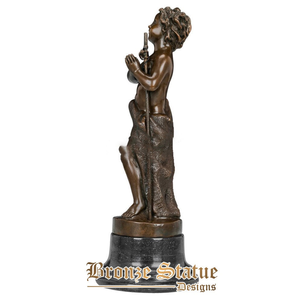 Christian saint john bronze statue religious teen boy sculpture antique collectible honored art home decor