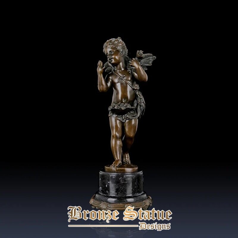 Estátua de querubim escultura de anjo bronze fundido quente arte antiga ocidental lindo quarto de menino ornamento de decoração para casa