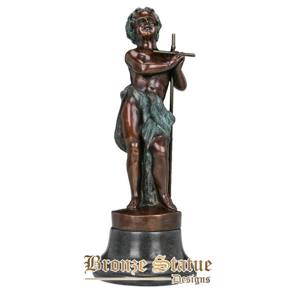 Christian saint john bronze statue religious teen boy sculpture antique collectible honored art home decor