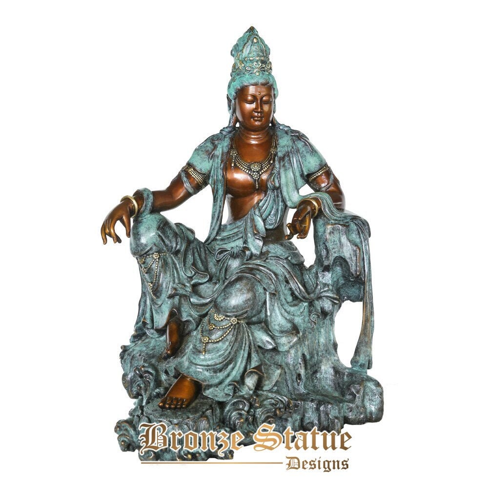 Budismo divindade guanyin avalokitesvara estátua de buda escultura arte fundição quente latão decoração elegante estatueta colecionável