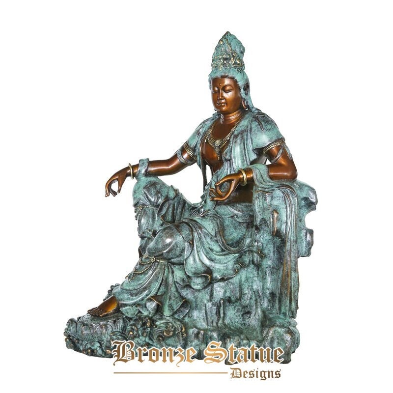Budismo divindade guanyin avalokitesvara estátua de buda escultura arte fundição quente latão decoração elegante estatueta colecionável