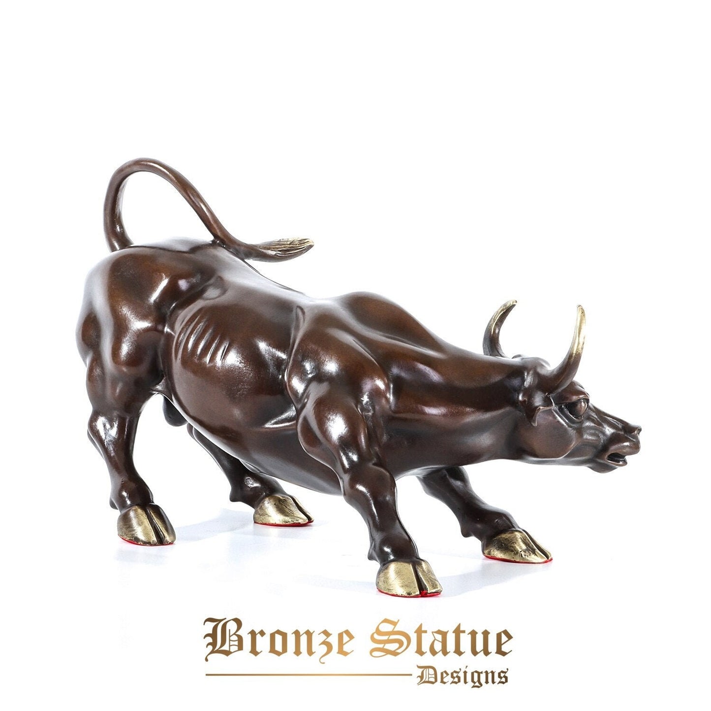 Escultura de estátua de touro de parede de parede de bronze mercado de ações cobrando arte de touro presente de festival de decoração de escritório em casa