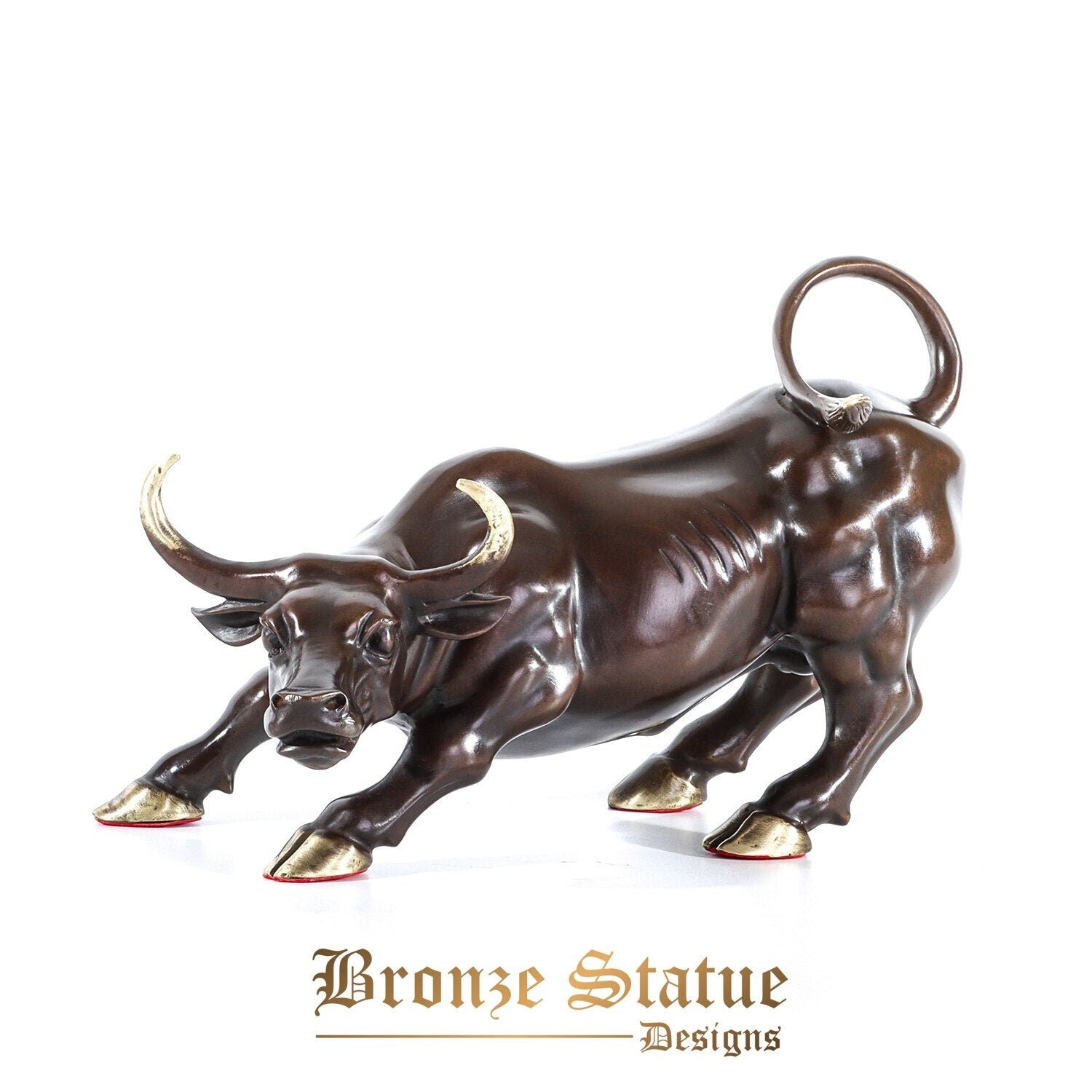 Bronze wall street bull statue sculpture stock market charging bull ar ...