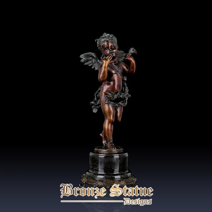 Estátua de querubim escultura de anjo bronze fundido quente arte antiga ocidental lindo quarto de menino ornamento de decoração para casa