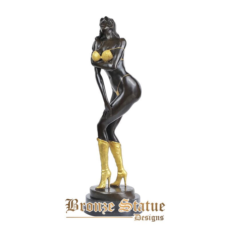 Bronze sexy female statue sculpture western woman girl golden figurines for home nightclub decoration tall adult art