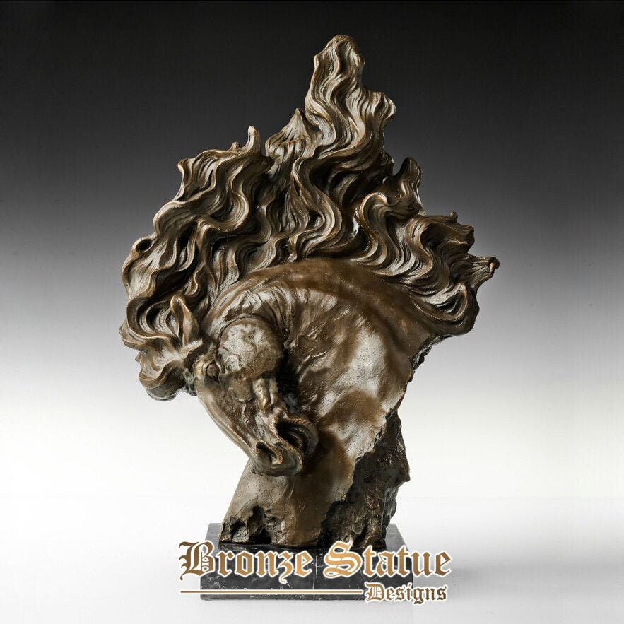 Grande bronzo testa di cavallo scultura busto animale statua moderna figurine arte splendida scrivania tavolo libreria arredamento regalo
