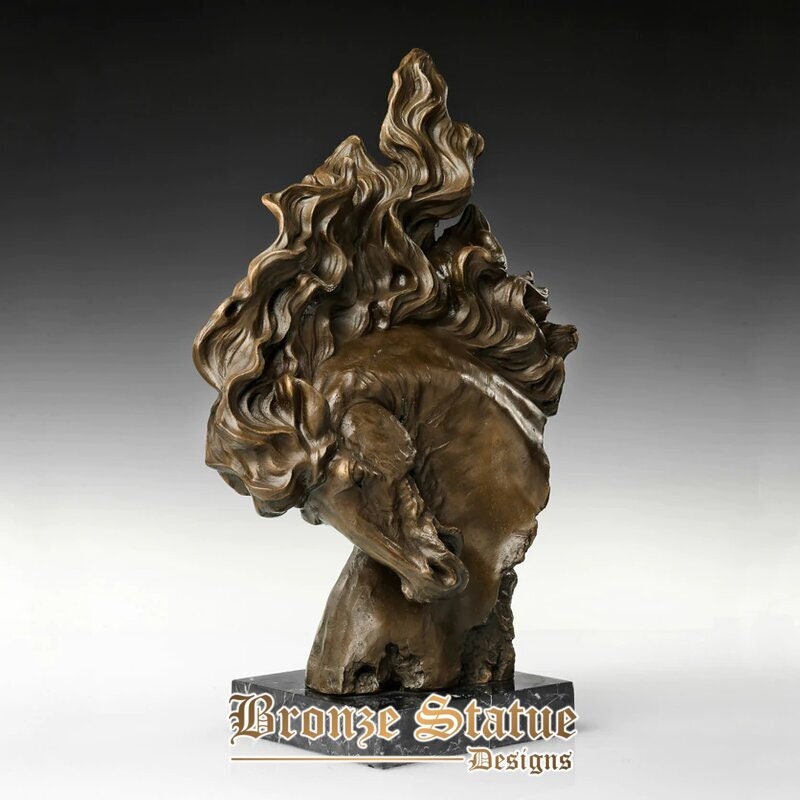 Large bronze horse head sculpture animal bust statue modern figurine art gorgeous office table bookcase decor gift