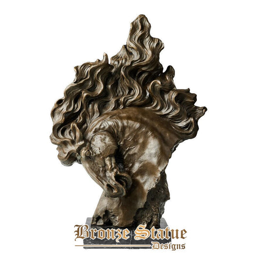 Large bronze horse head sculpture animal bust statue modern figurine art gorgeous office table bookcase decor gift