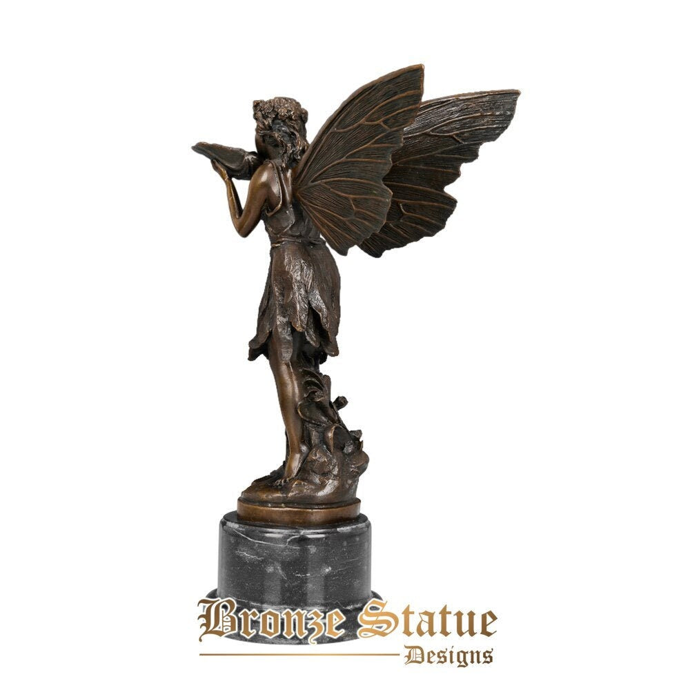 Bronze fairy statue figurine little angel girl sculpture modern art figurine for children room decor girl birthday gifts