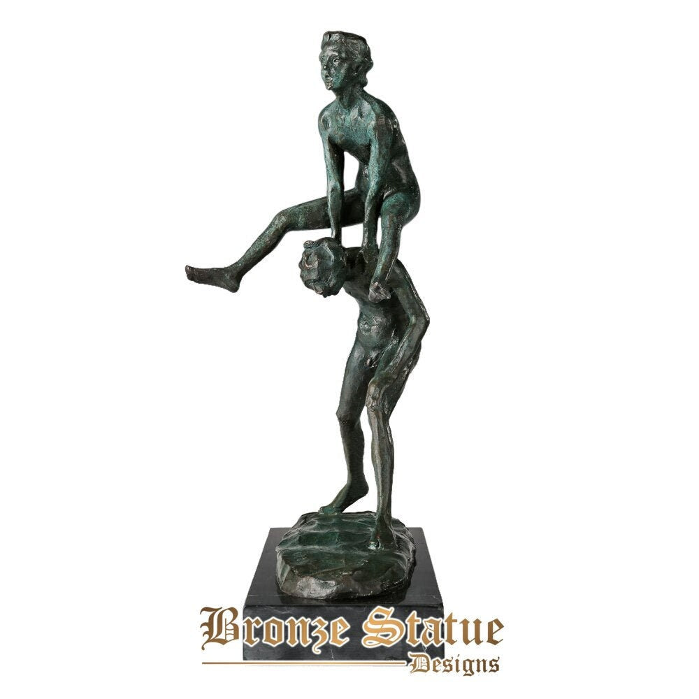 Bronzo salto in alto adolescente statua moderna sport scultura maschile arte elegante decorazione per interni regali
