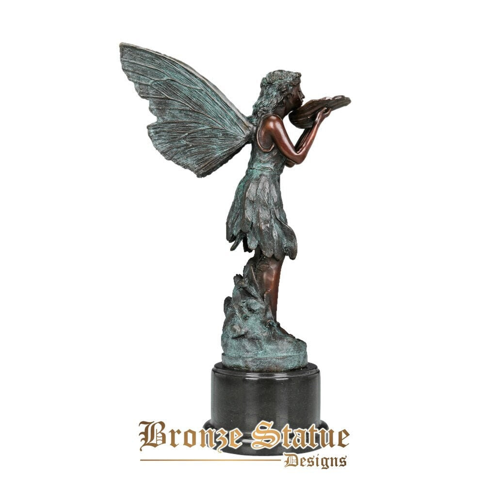 Figurina di statua di fata in bronzo piccolo angelo ragazza scultura arte moderna figurine per bambini camera arredamento ragazza regali di compleanno