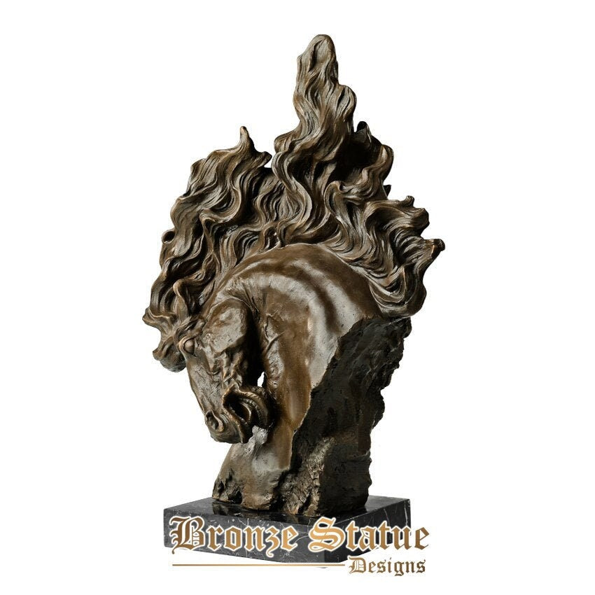 Small bronze horse head sculpture animal bust statue modern figurine art gorgeous office table bookcase decor gift