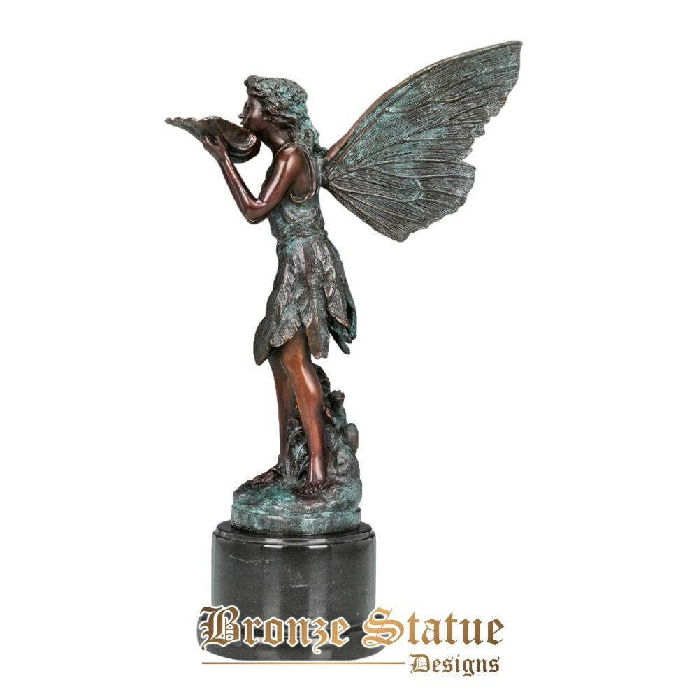 Estatueta de estátua de fada de bronze estatueta de menina anjo escultura de arte moderna estatueta de arte moderna para decoração de quarto infantil presentes de aniversário menina