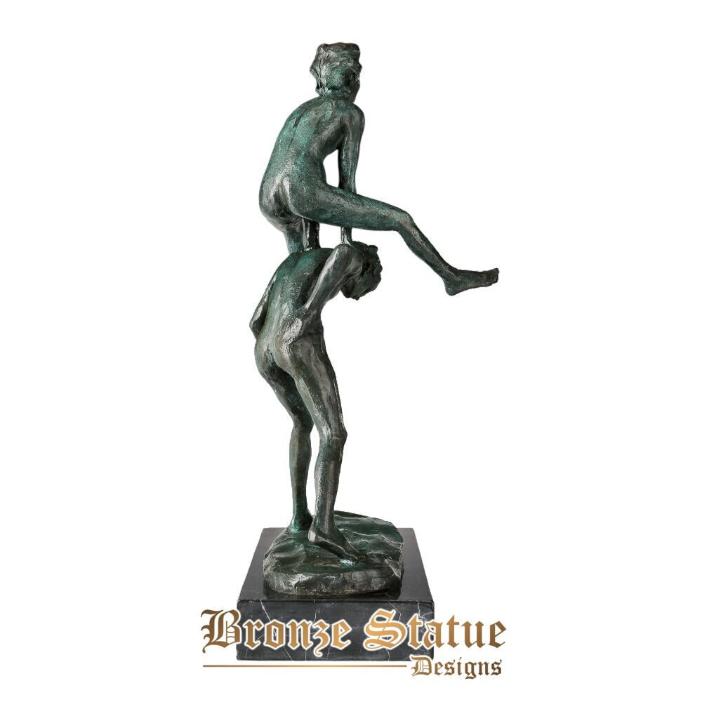 Bronzo salto in alto adolescente statua moderna sport scultura maschile arte elegante decorazione per interni regali