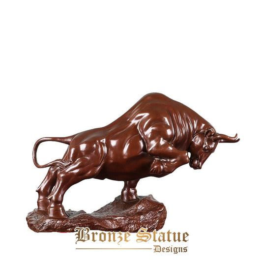 Bronze bull statue sculpture modern animal figurine art home office decoration gifts