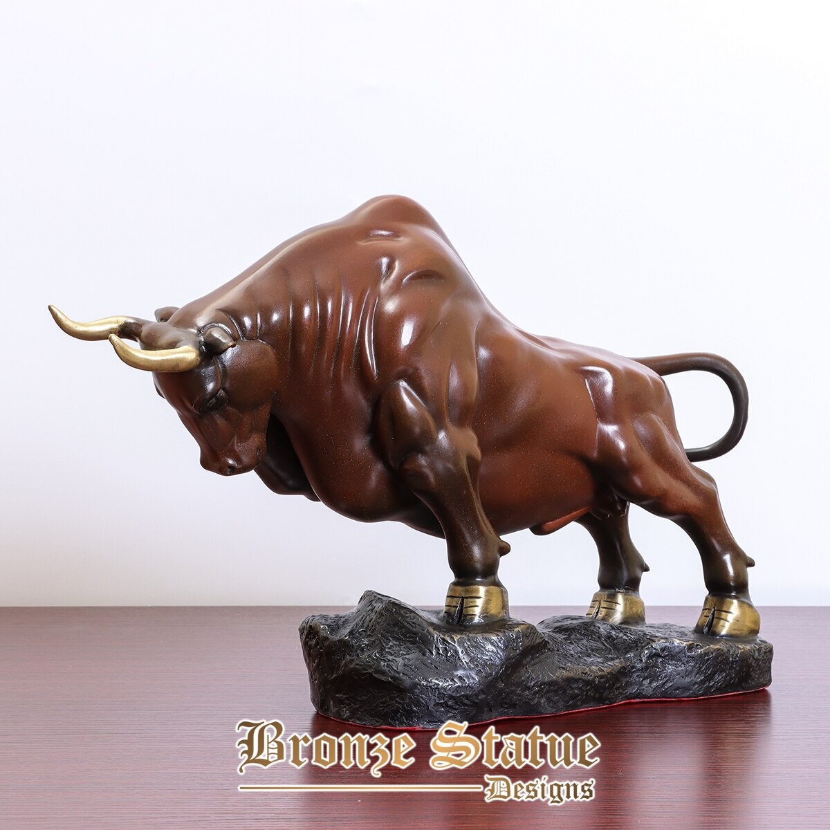 Bronze bull statue sculpture modern animal figurine art home office decoration gifts