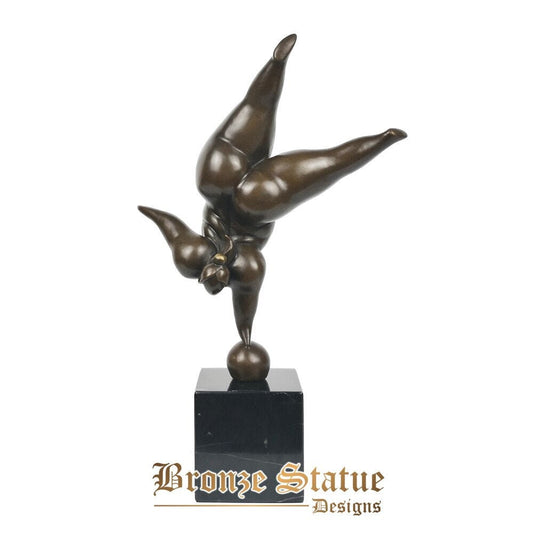Bronze abstract chubby woman statue famous sport sculpture figurine art home cabinet decor