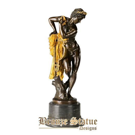 Apollo statua bronzo mitologia greca sole dio scultura antica figurina arte villa deluxe ornamento casa ufficio