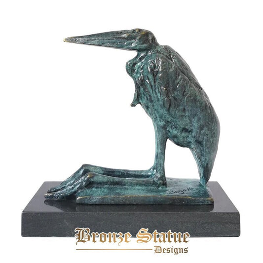 Bird figurine sculpture bronze green vintage art wild animal statue copper home ornaments cabinet display present