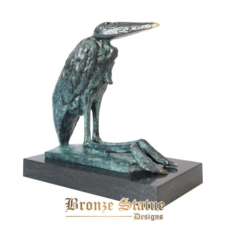 Escultura de estatueta de pássaro bronze verde arte vintage estátua de animal selvagem cobre enfeites para casa armário exibição presente