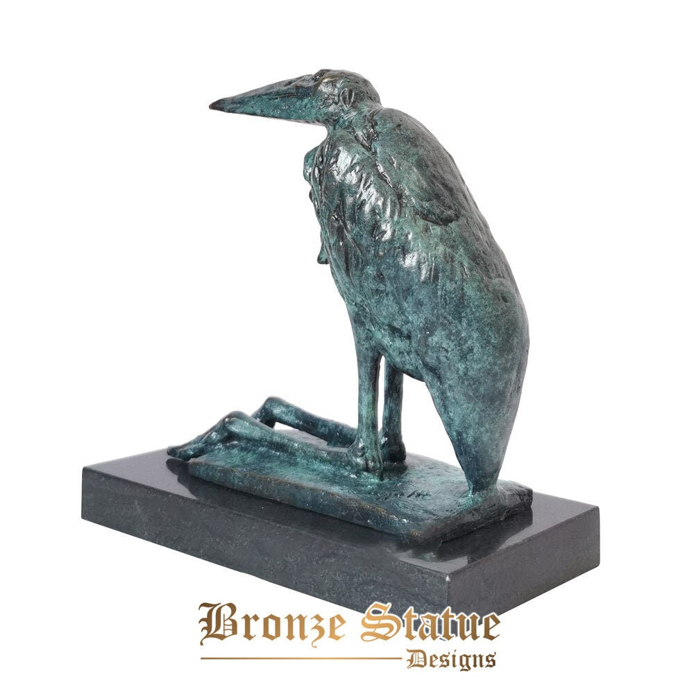 Figurina di uccello scultura bronzo verde vintage arte animale selvatico statua rame ornamenti per la casa espositore presente