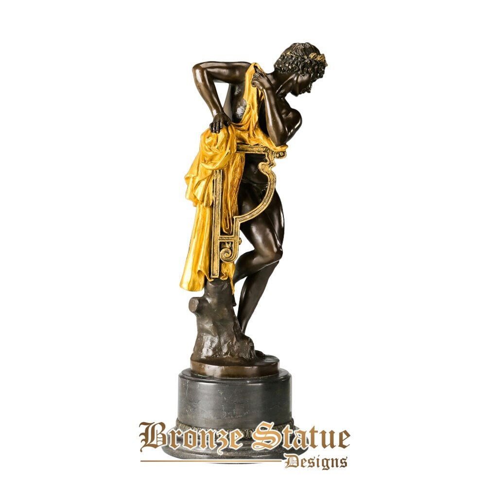 Apollo statua bronzo mitologia greca sole dio scultura antica figurina arte villa deluxe ornamento casa ufficio