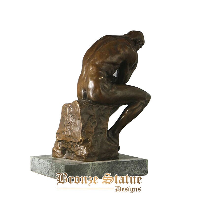 The thinker statue sculpture by rodin bronze replica classical nude thinking man famous art vintage home office decor large