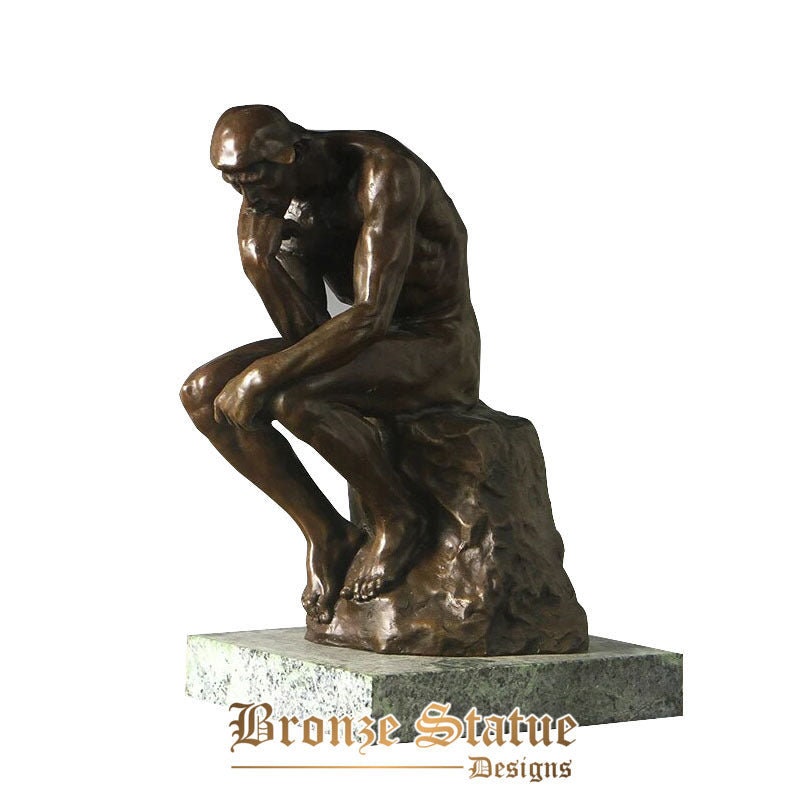 The thinker statue sculpture by rodin bronze replica classical nude thinking man famous art vintage home office decor large