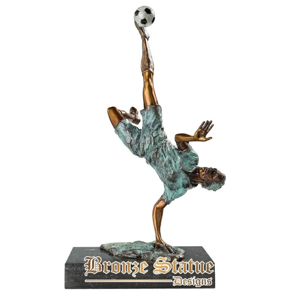 Bronze football man statue sculpture hot cast sport art gorgeous home office ornament gifts